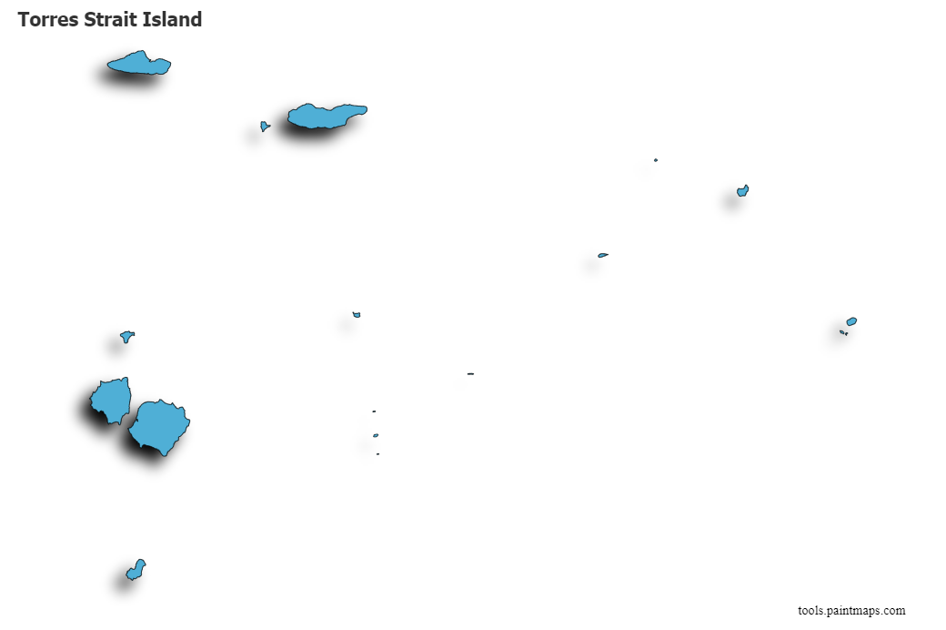 Torres Strait Island map with 3d shadow effect