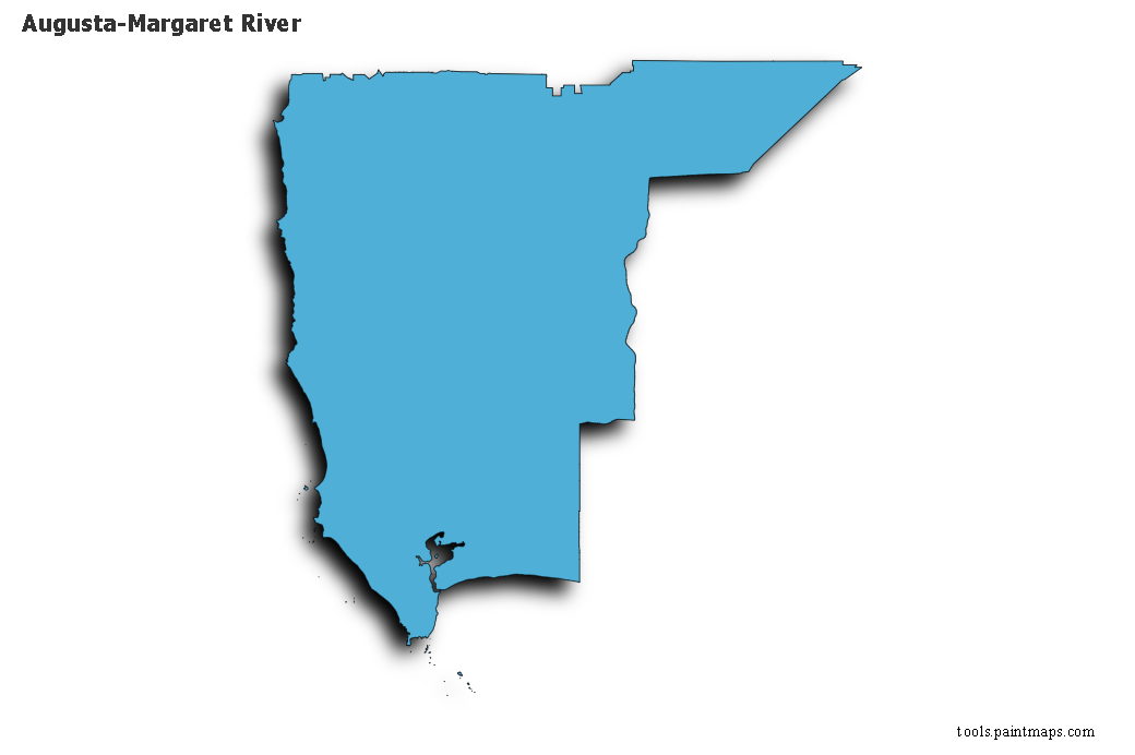 Augusta-Margaret River map with 3d shadow effect