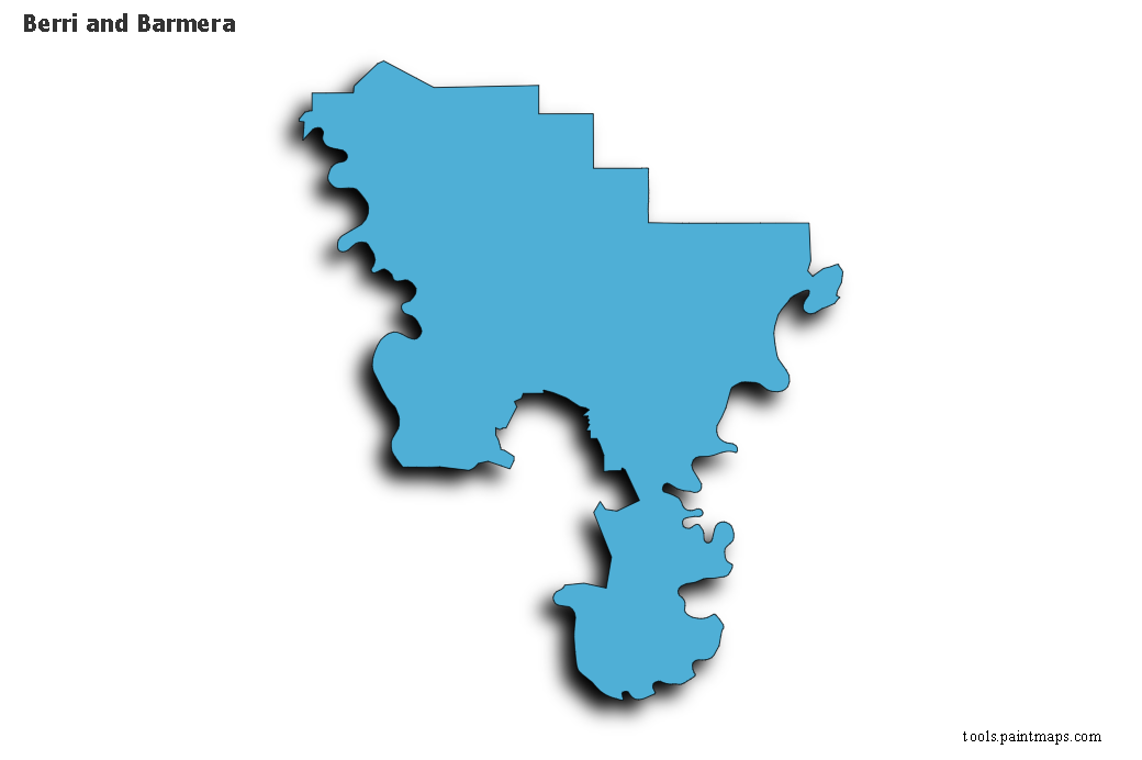 Berri and Barmera map with 3d shadow effect