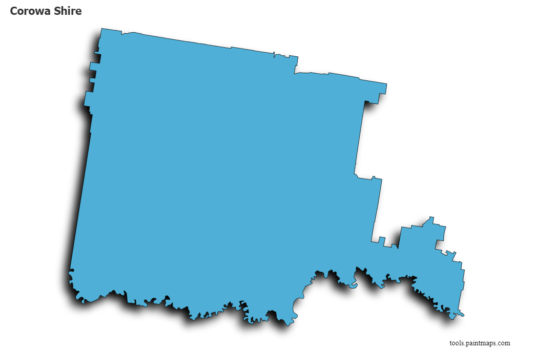 Corowa Shire map with 3d shadow effect