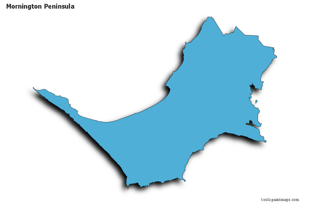 Mornington Peninsula map with 3d shadow effect