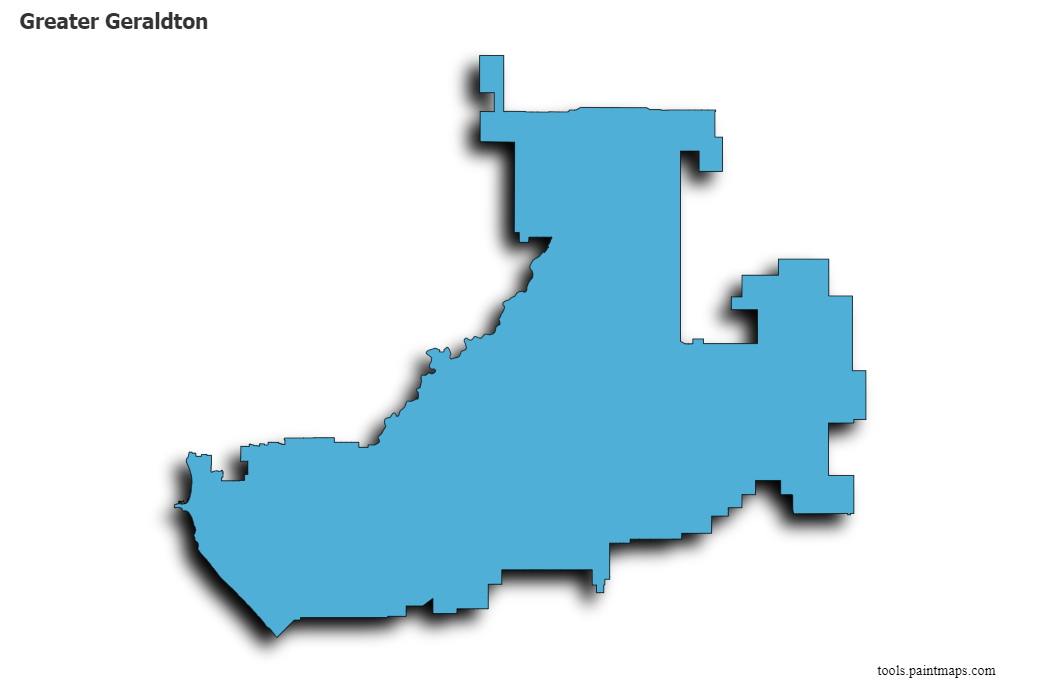 Greater Geraldton map with 3d shadow effect