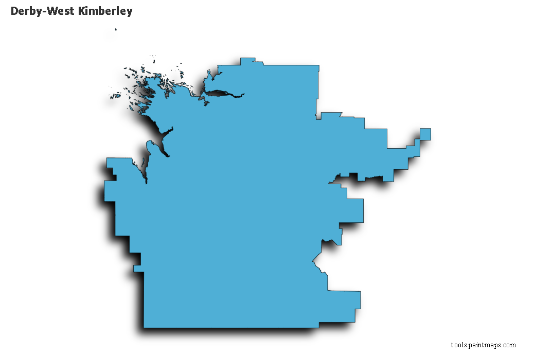 Mapa de Derby-West Kimberley con efecto de sombra 3D