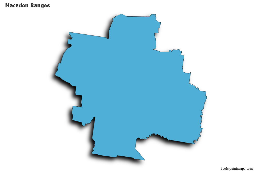 Mapa de Macedon Ranges con efecto de sombra 3D