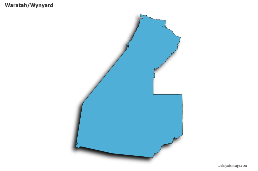 Mapa de Waratah/Wynyard con efecto de sombra 3D