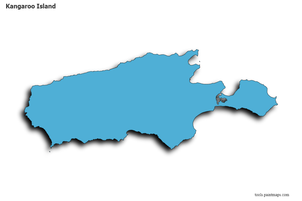 Mapa de Kangaroo Island con efecto de sombra 3D