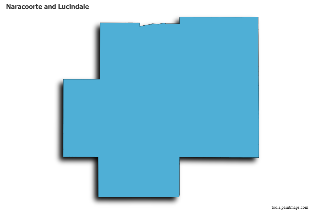 Naracoorte and Lucindale map with 3d shadow effect