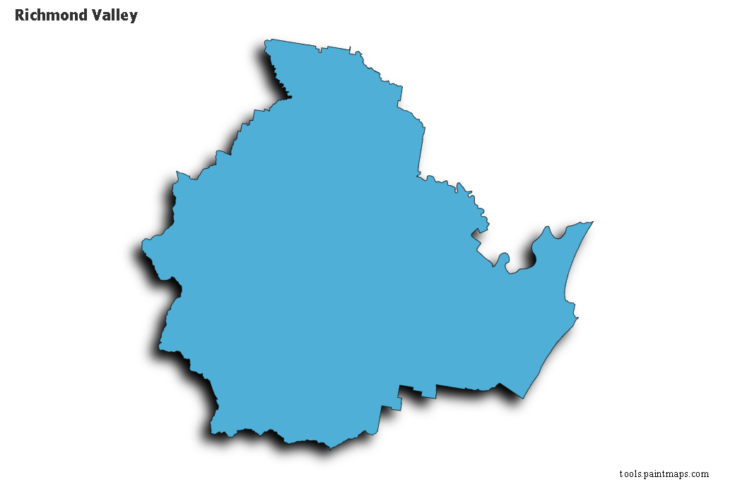 Mapa de Richmond Valley con efecto de sombra 3D