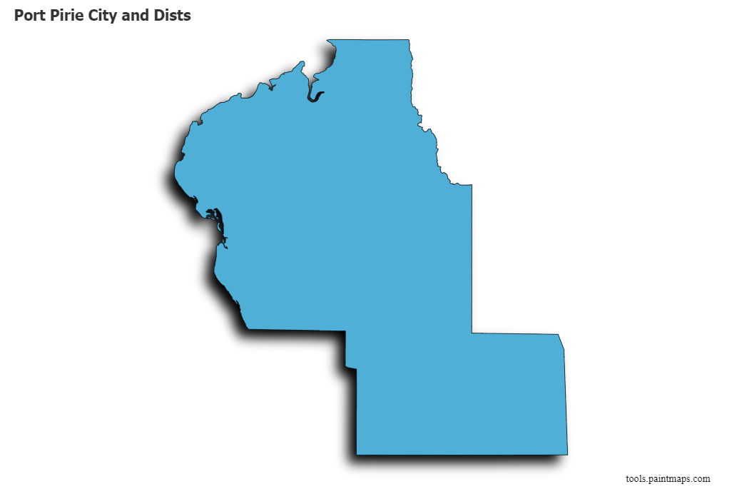 Port Pirie City and Dists map with 3d shadow effect