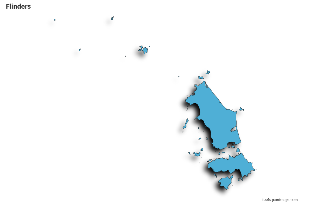 3D gölge efektli Flinders haritası