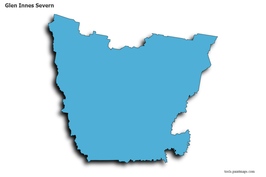 Glen Innes Severn map with 3d shadow effect