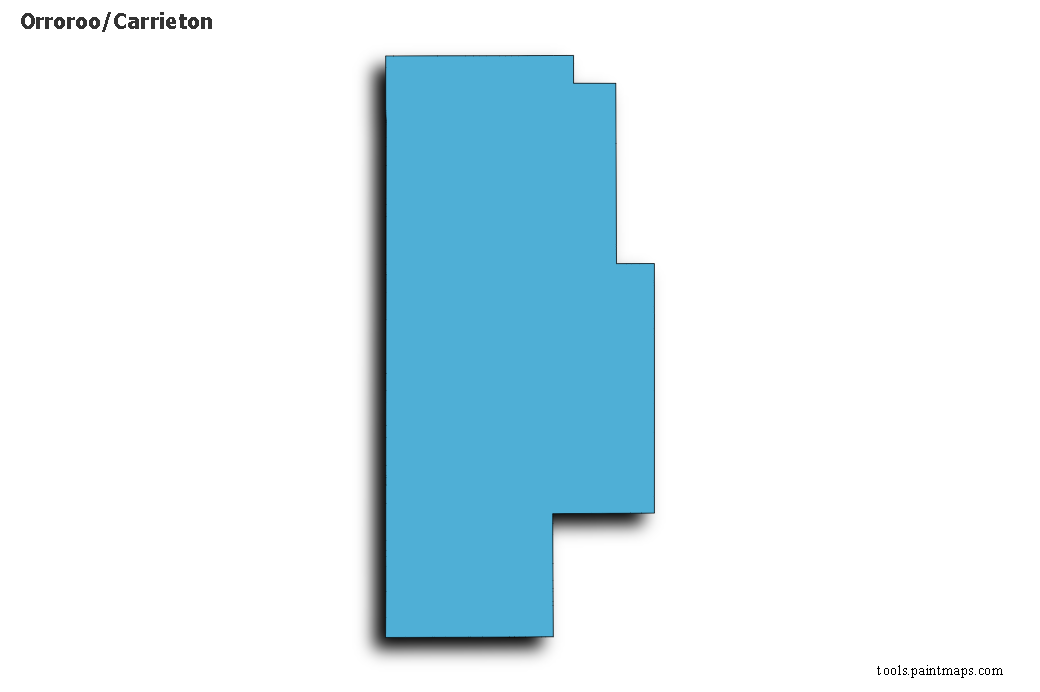 Orroroo/Carrieton map with 3d shadow effect