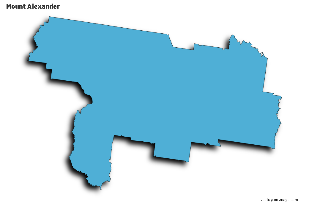 3D gölge efektli Mount Alexander haritası