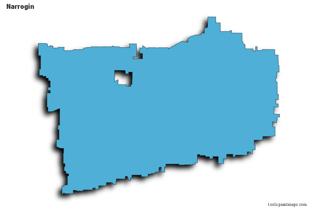 Mapa de Narrogin con efecto de sombra 3D