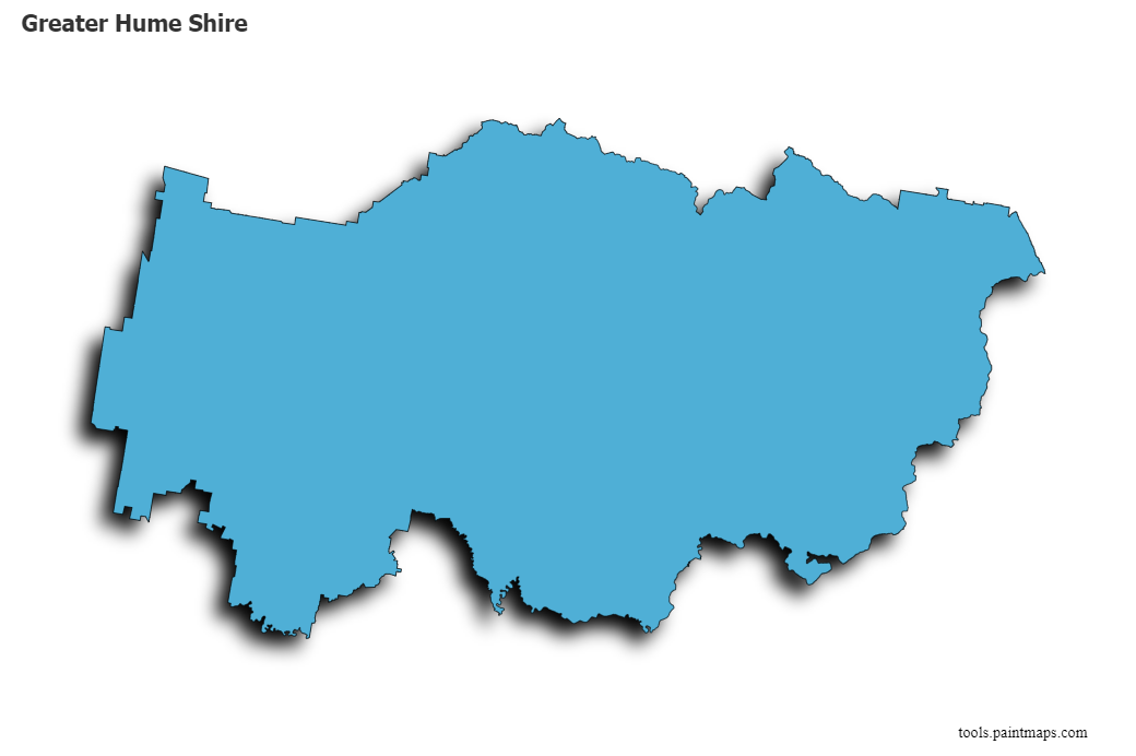 Mapa de Greater Hume Shire con efecto de sombra 3D