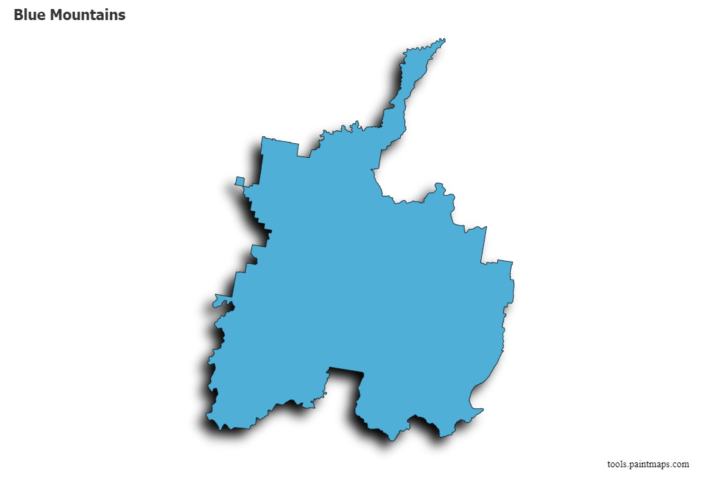 Blue Mountains map with 3d shadow effect