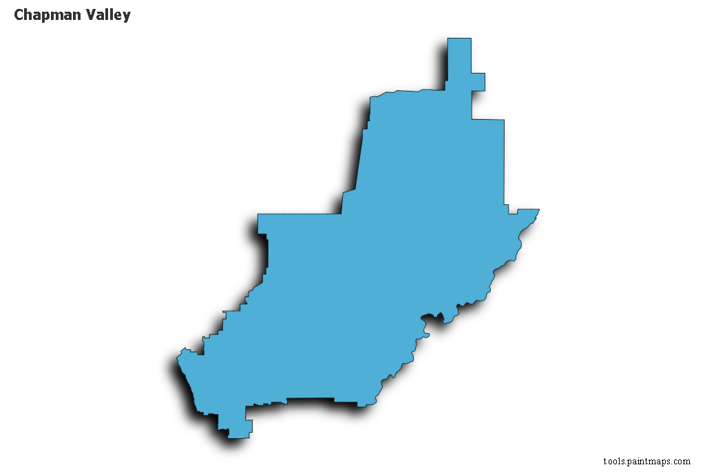 Mapa de Chapman Valley con efecto de sombra 3D