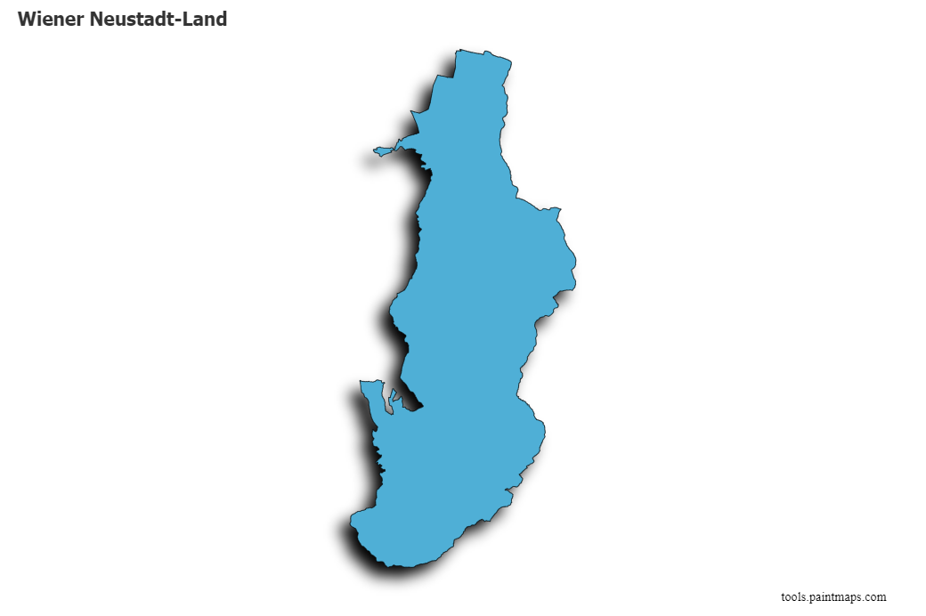 Mapa de Wiener Neustadt-Land con efecto de sombra 3D