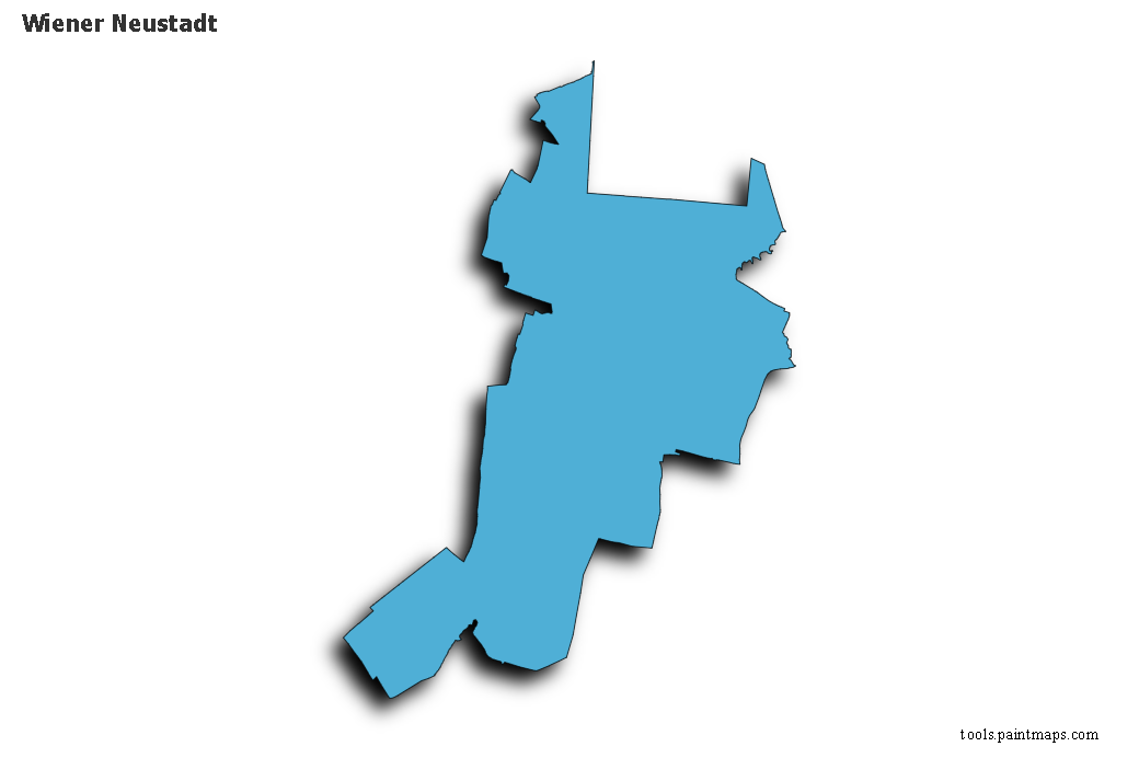 Mapa de Wiener Neustadt con efecto de sombra 3D