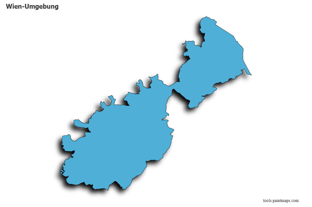 Wien-Umgebung District map with 3d shadow effect