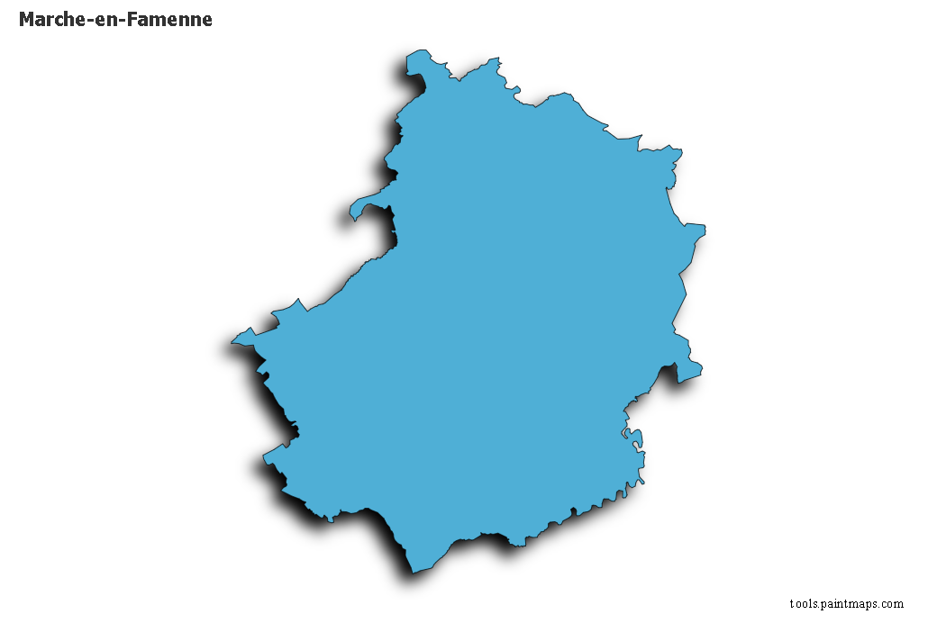 Mapa de Marche-en-Famenne con efecto de sombra 3D