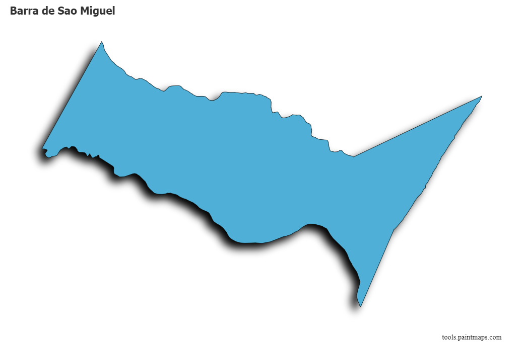 Mapa de Barra de Sao Miguel con efecto de sombra 3D