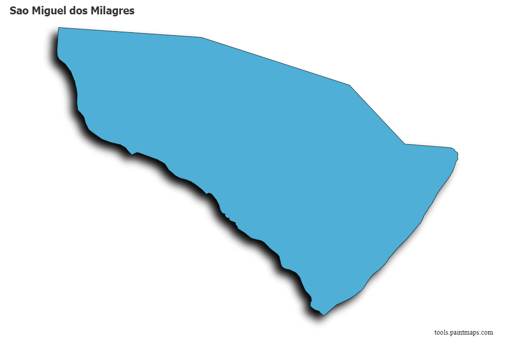 Sao Miguel dos Milagres map with 3d shadow effect