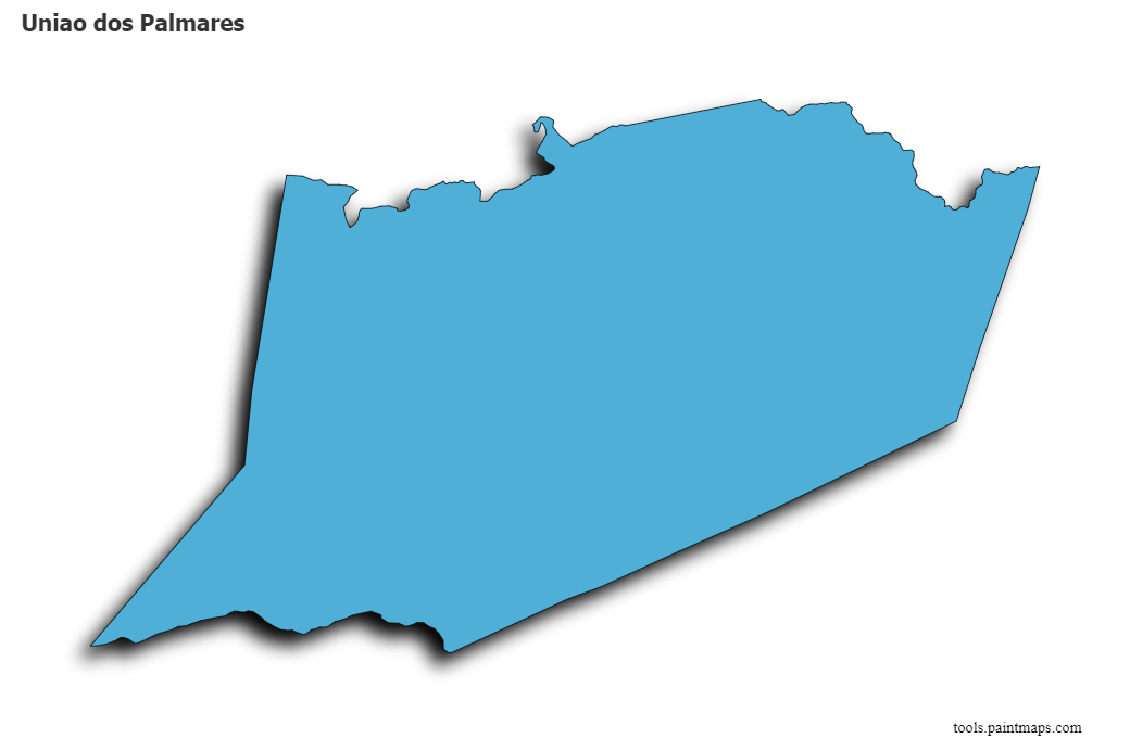 Uniao dos Palmares map with 3d shadow effect