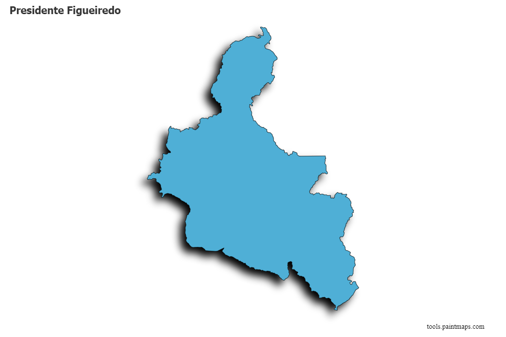 Mapa de Presidente Figueiredo con efecto de sombra 3D