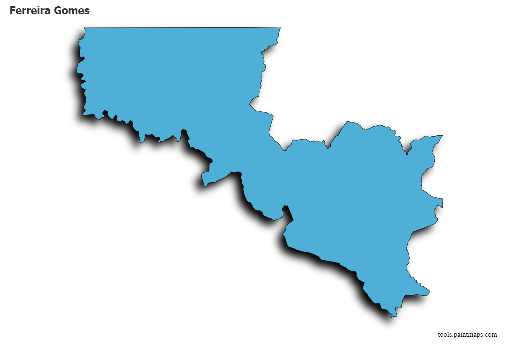 Mapa de Ferreira Gomes con efecto de sombra 3D