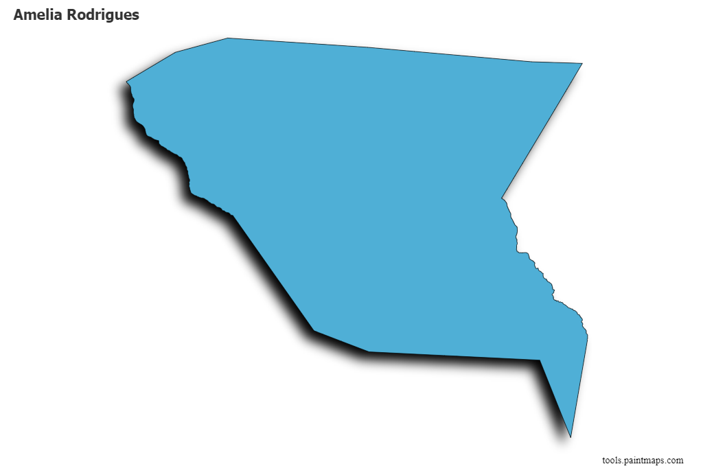 Mapa de Amelia Rodrigues con efecto de sombra 3D