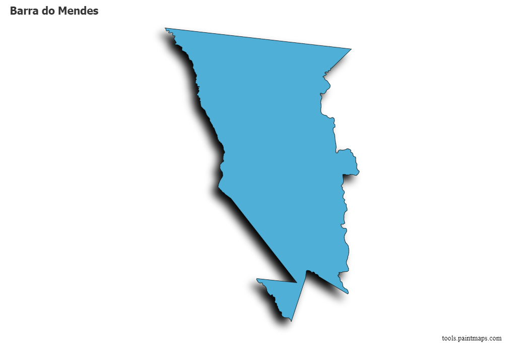 Mapa de Barra do Mendes con efecto de sombra 3D