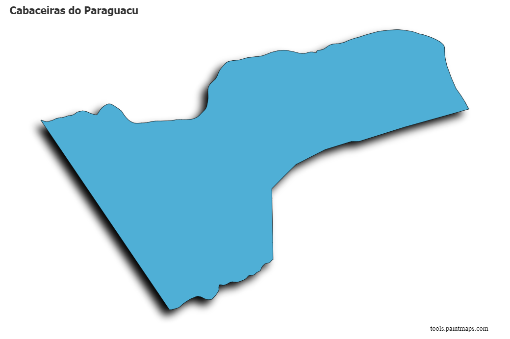 Mapa de Cabaceiras do Paraguacu con efecto de sombra 3D