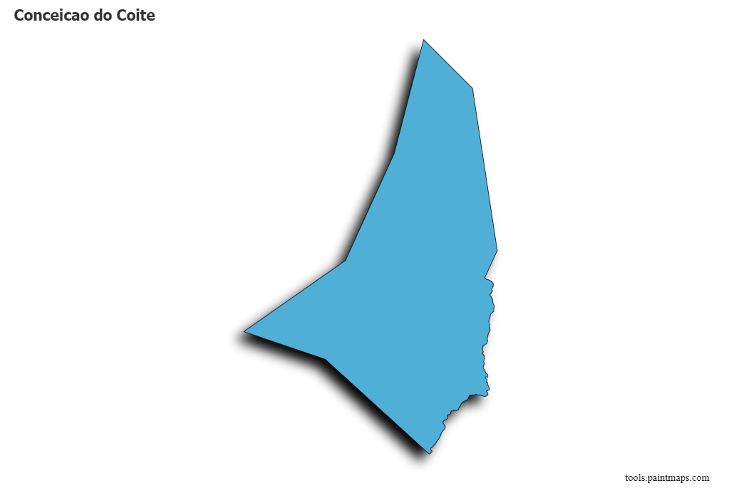 Mapa de Conceicao do Coite con efecto de sombra 3D