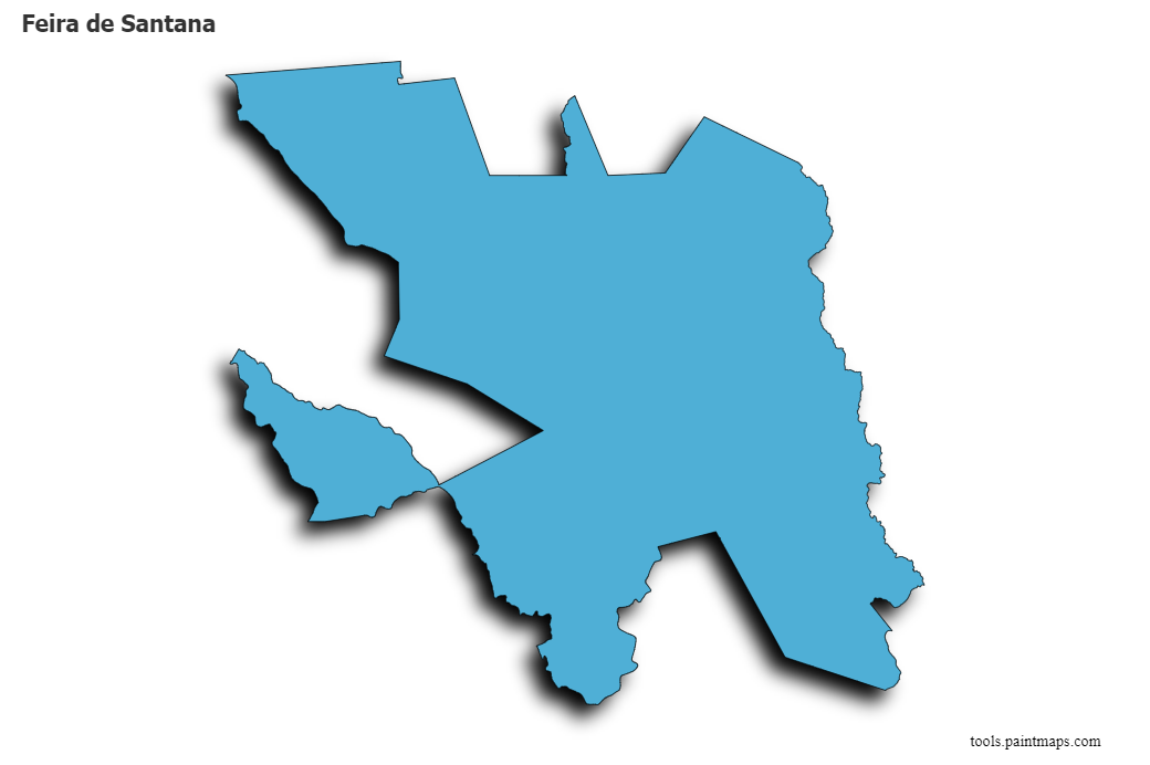 Mapa de Feira de Santana con efecto de sombra 3D