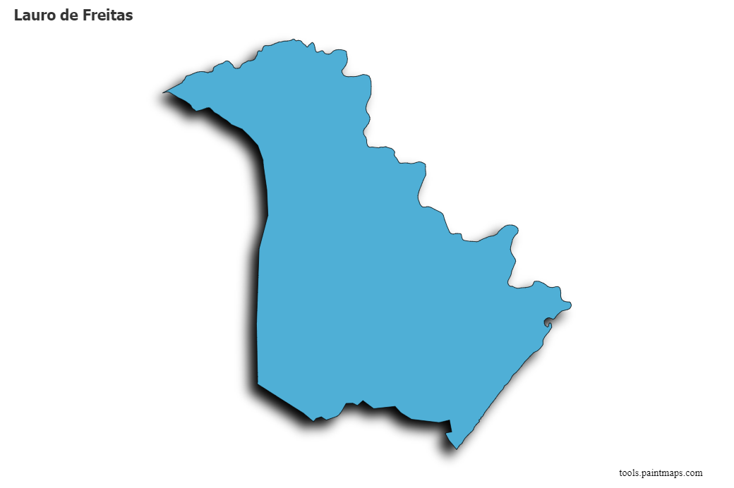 Mapa de Lauro de Freitas con efecto de sombra 3D