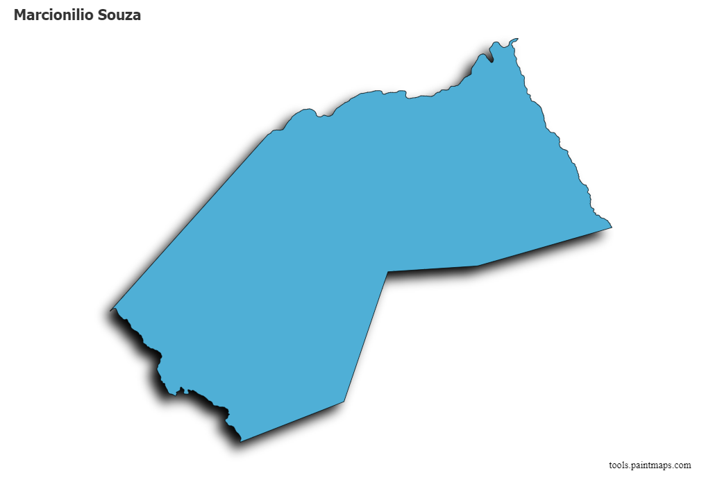 Mapa de Marcionilio Souza con efecto de sombra 3D