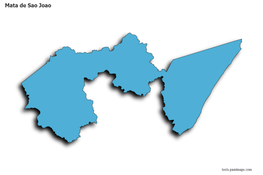 Mapa de Mata de Sao Joao con efecto de sombra 3D