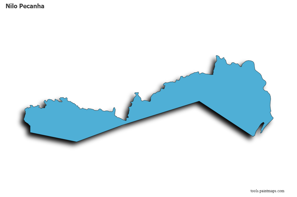 Nilo Pecanha map with 3d shadow effect