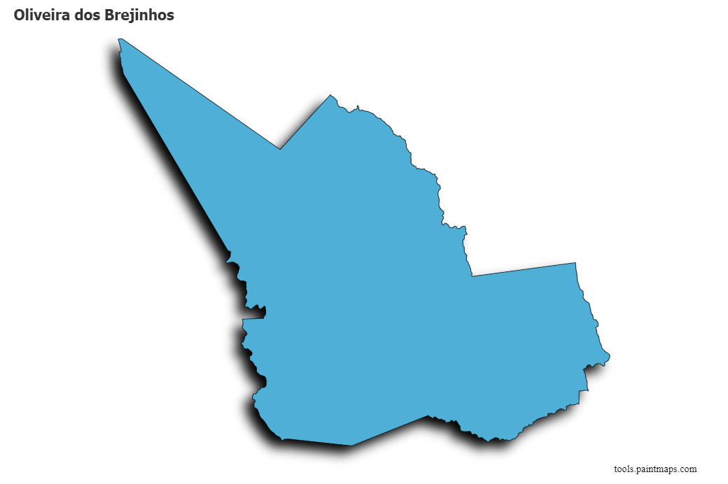 Mapa de Oliveira dos Brejinhos con efecto de sombra 3D