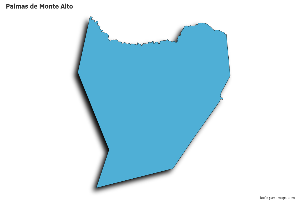 Mapa de Palmas de Monte Alto con efecto de sombra 3D