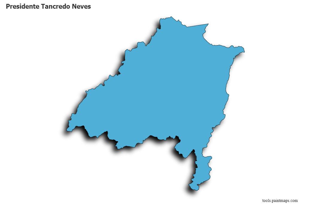 Mapa de Presidente Tancredo Neves con efecto de sombra 3D