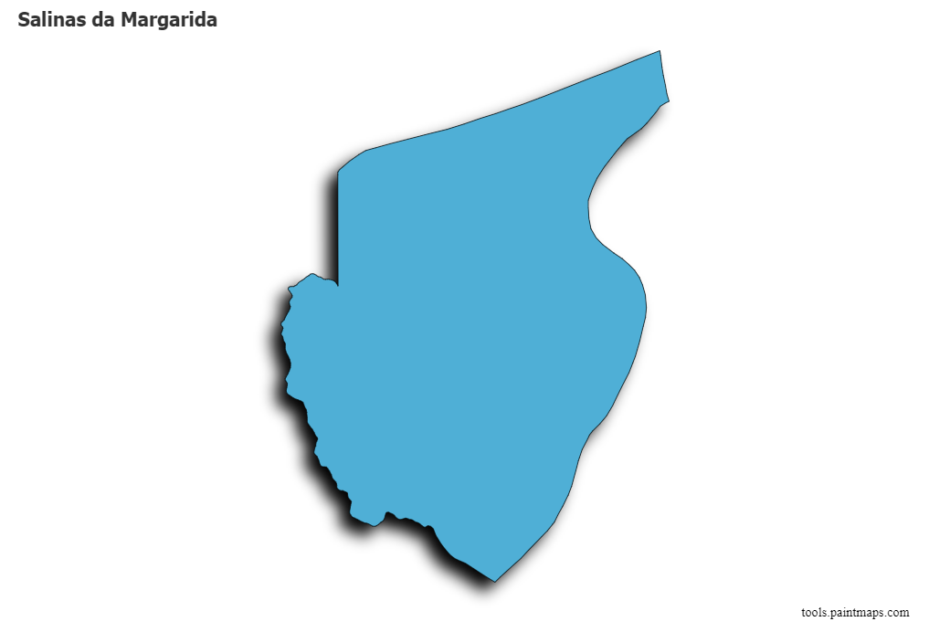 Mapa de Salinas da Margarida con efecto de sombra 3D