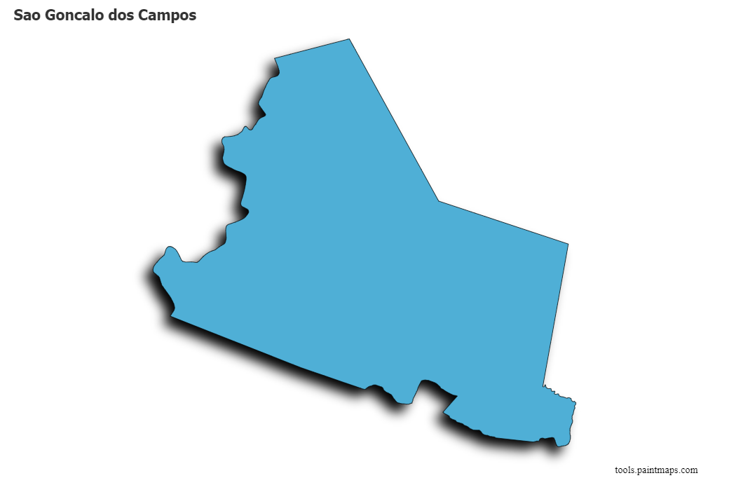 Mapa de Sao Goncalo dos Campos con efecto de sombra 3D