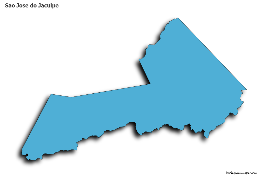 Mapa de Sao Jose do Jacuipe con efecto de sombra 3D