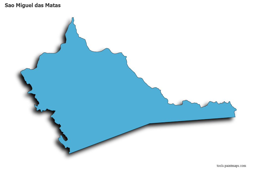 3D gölge efektli Sao Miguel das Matas haritası