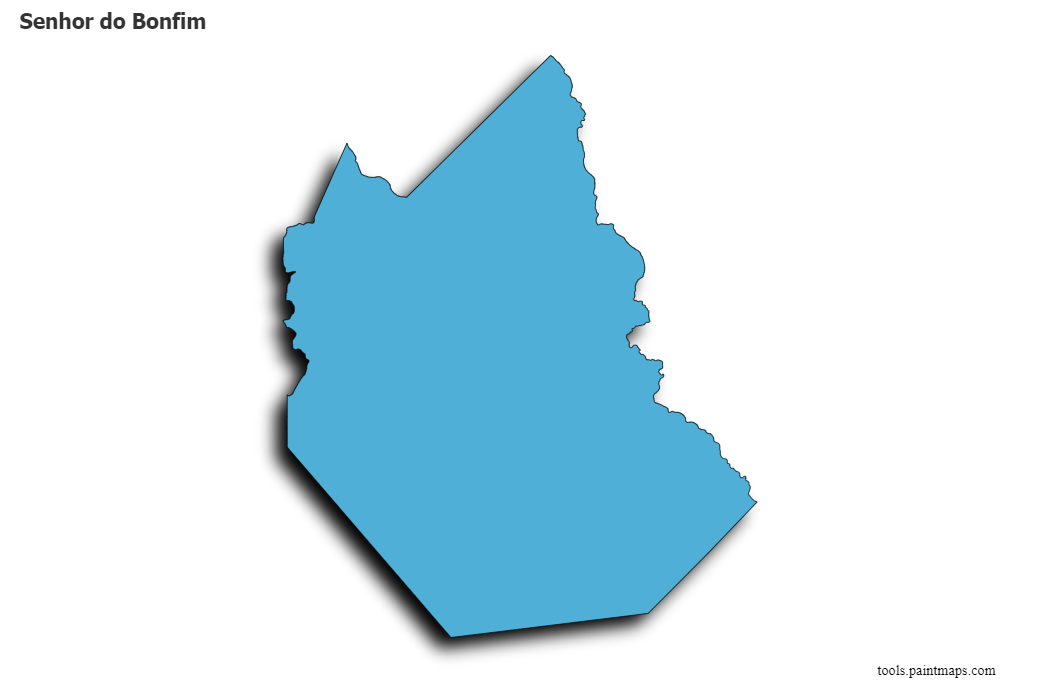 Mapa de Senhor do Bonfim con efecto de sombra 3D