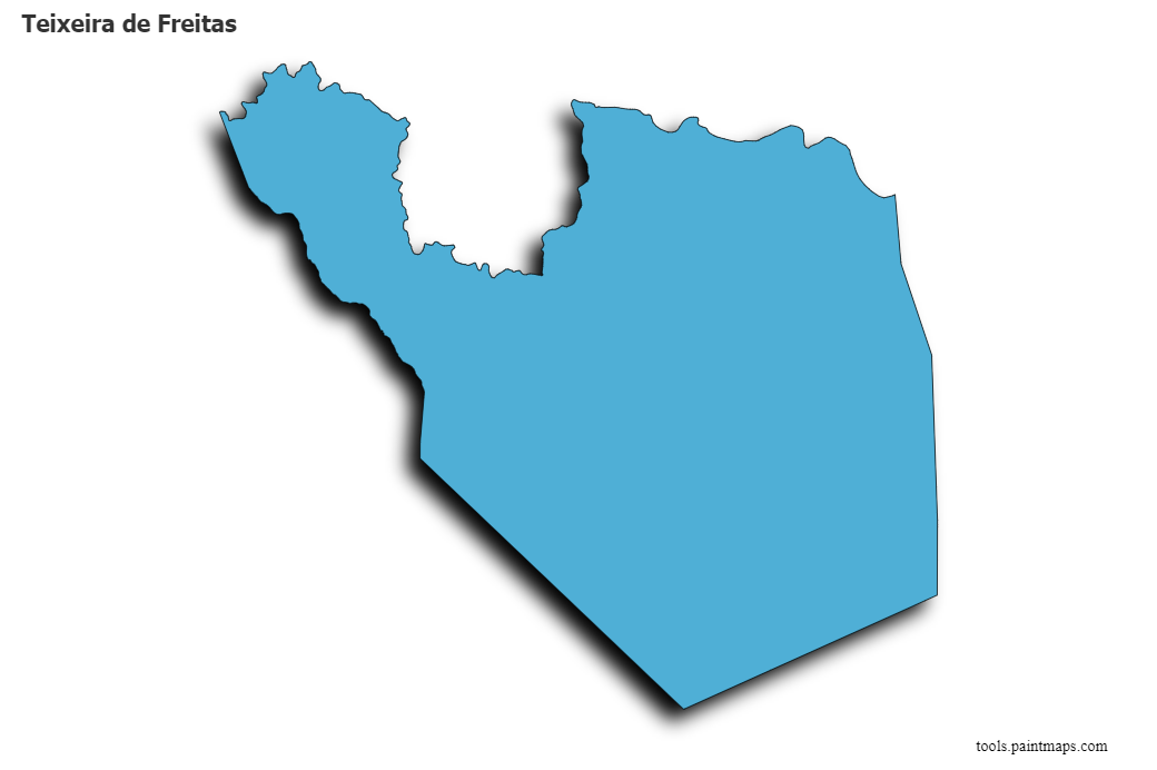 Mapa de Teixeira de Freitas con efecto de sombra 3D