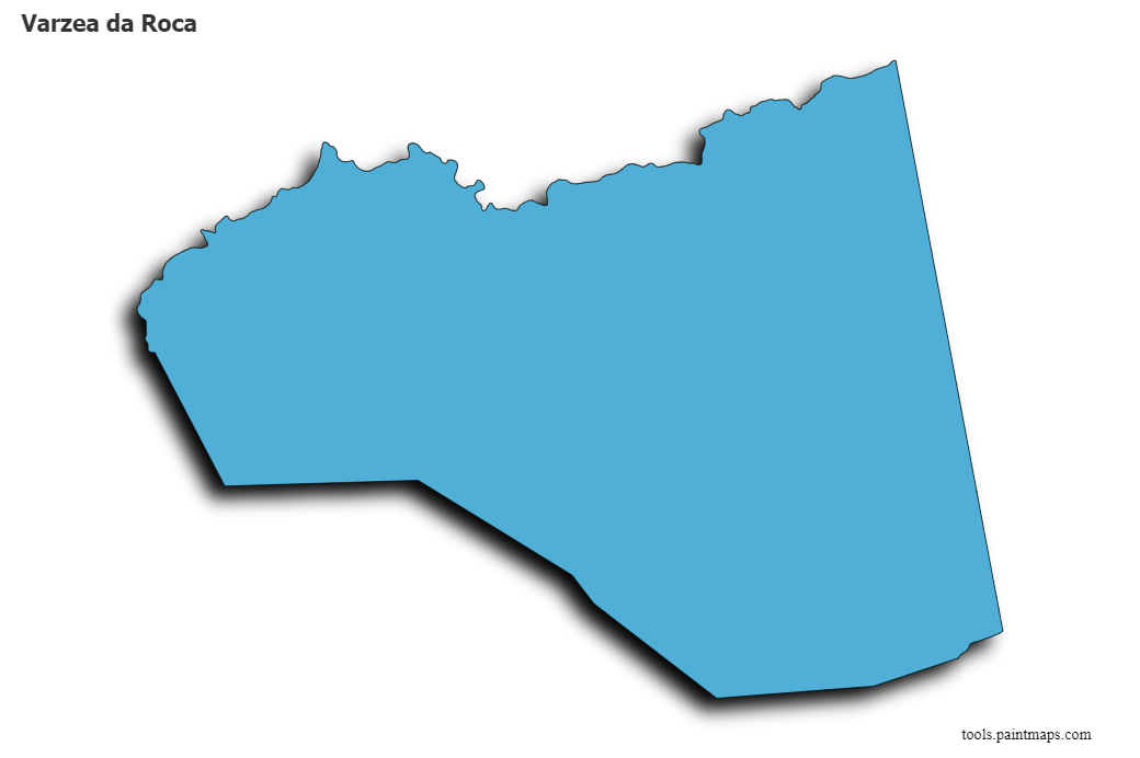 Mapa de Varzea da Roca con efecto de sombra 3D