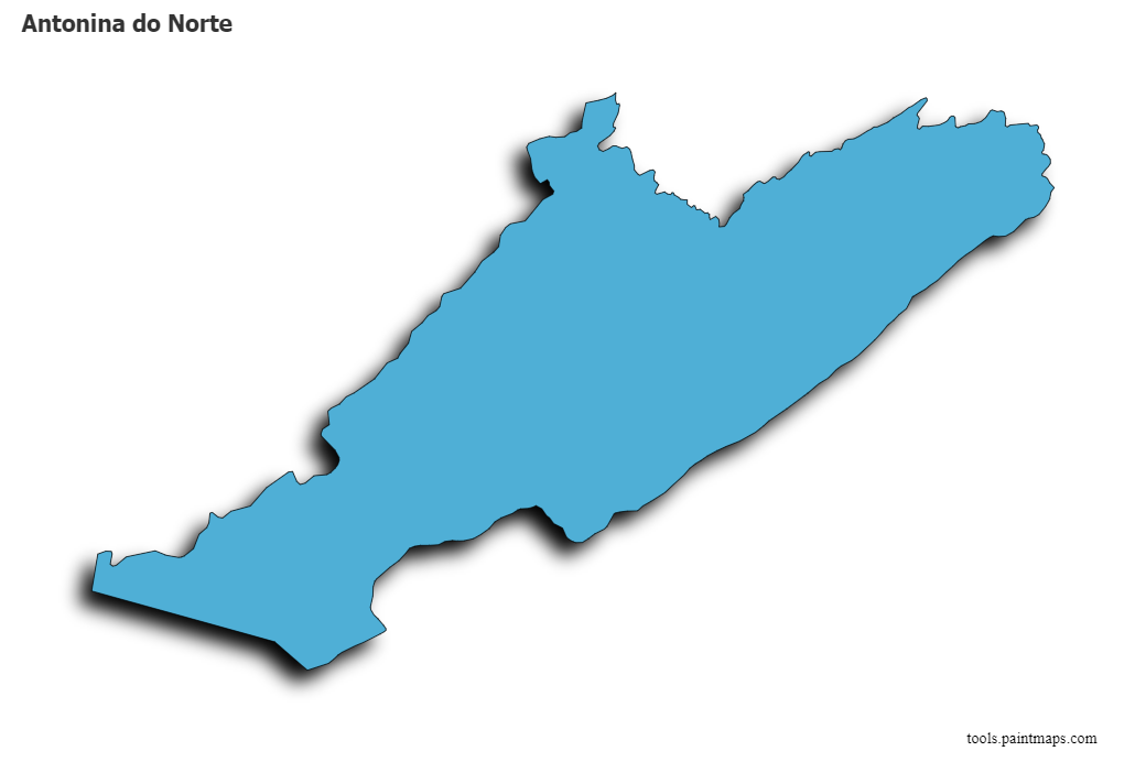 Mapa de Antonina do Norte con efecto de sombra 3D